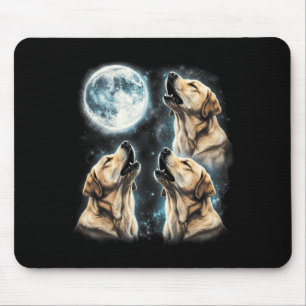 Yellow Labrador Retriever Howling At Moon Retro Mouse Pad