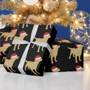 Yellow Labrador Retriever In Santa Hat Christmas Wrapping Paper