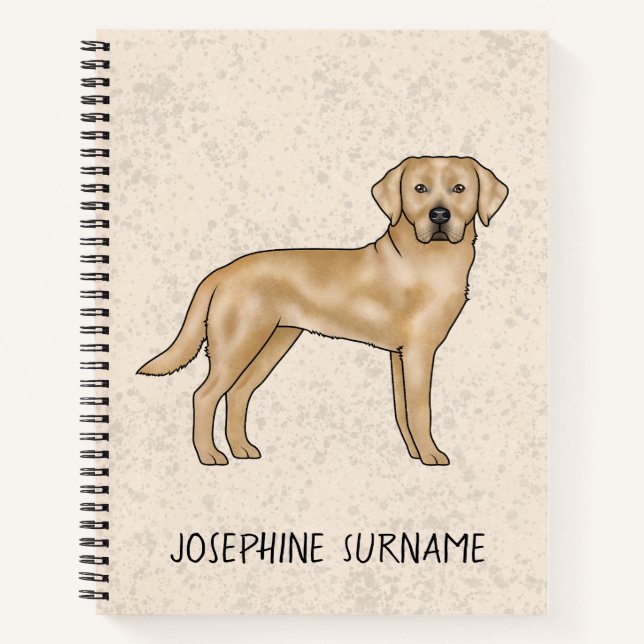 Yellow Labrador Retriever Lab Dog And Custom Name Notebook (Front)