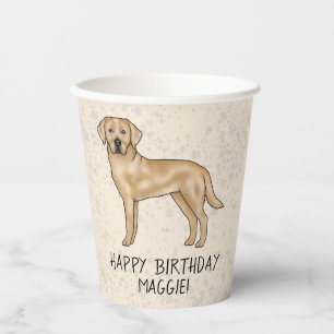 Yellow Labrador Retriever Lab Dog Happy Birthday Paper Cups