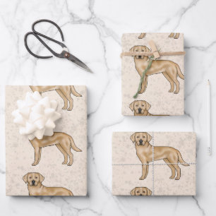 Yellow Labrador Retriever Lab Dog Pattern Beige Wrapping Paper Sheet
