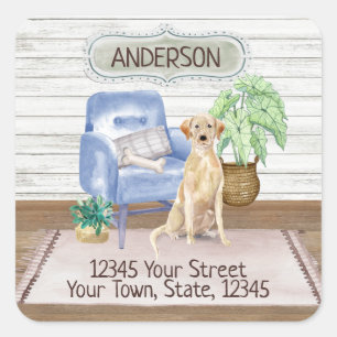 Yellow Labrador Retriever New Home New Address   Square Sticker