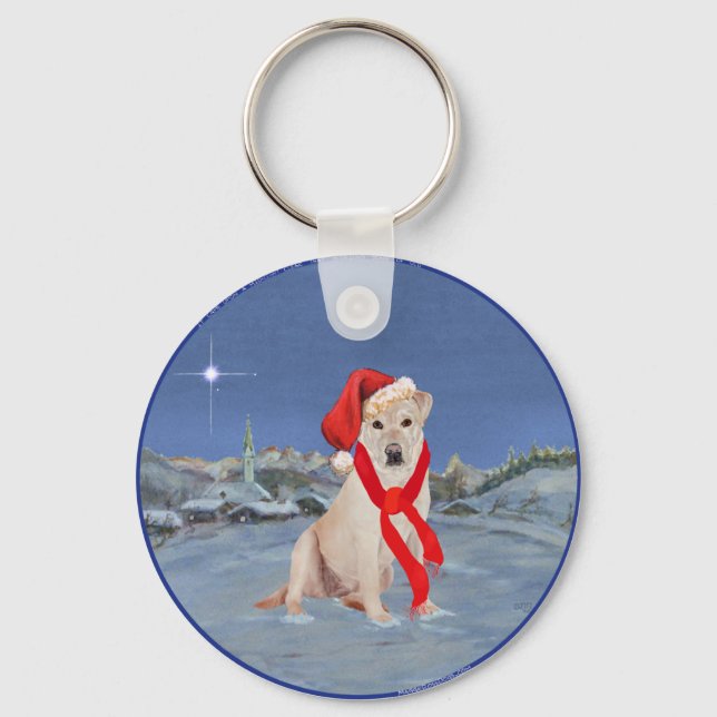 Yellow Labrador Retriever on a Wintry Night Key Ring (Front)