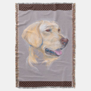 Yellow Labrador Retriever Portrait Throw Blanket