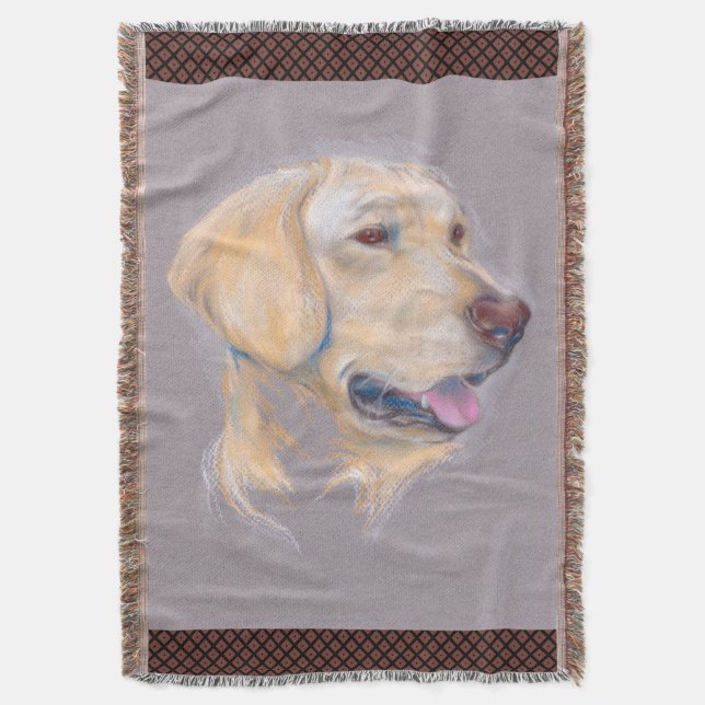 Yellow Labrador Retriever Portrait Throw Blanket (Front Vertical)