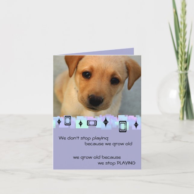 Yellow Labrador Retriever Puppy Birthday Greetings Card (Front)