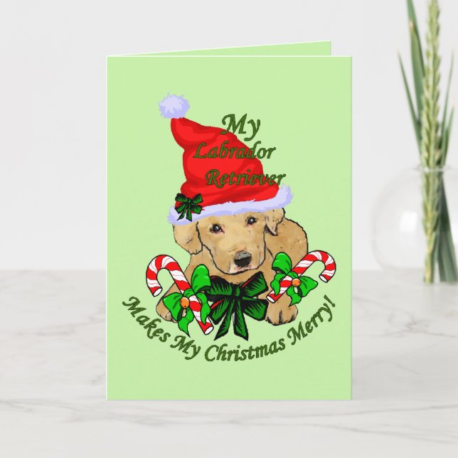 Yellow Labrador Retriever Puppy Christmas Gifts Holiday Card (Front)