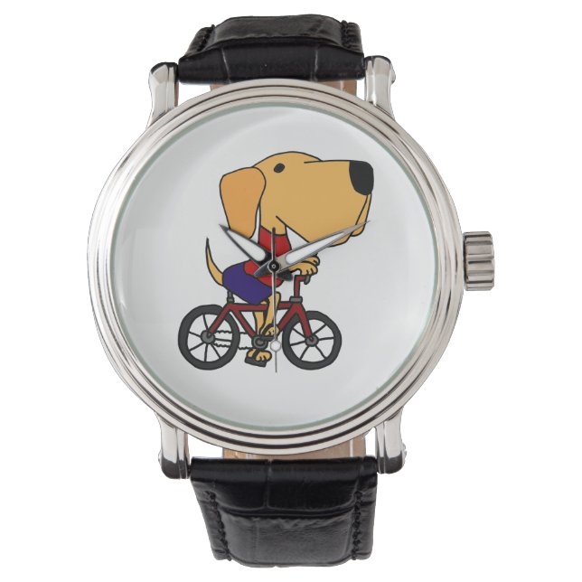 Yellow Labrador Retriever Riding Bicycle Watch (Front)