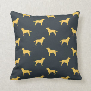 Yellow Labrador Retriever Silhouettes Pattern Cushion
