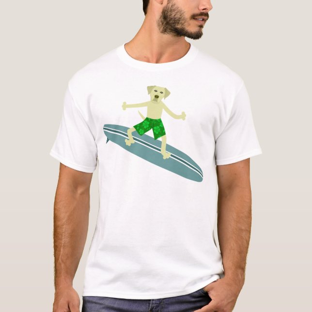Yellow Labrador Retriever Surfer T-Shirt (Front)
