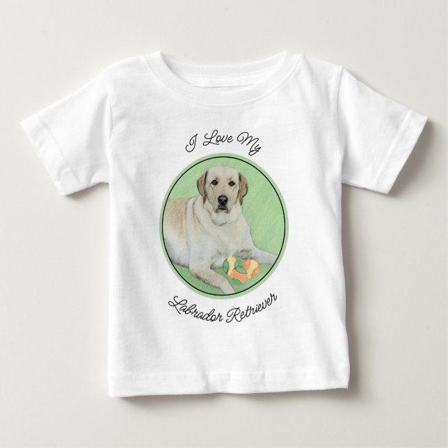 Yellow Labrador Retriever & Tennis Balls Painting Baby T-Shirt (Front)
