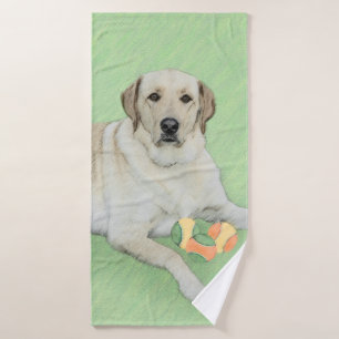 Yellow Labrador Retriever & Tennis Balls Painting Bath Towel Set