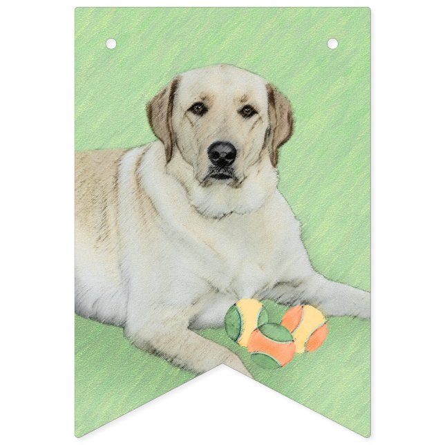 Yellow Labrador Retriever & Tennis Balls Painting Bunting (First Flag)