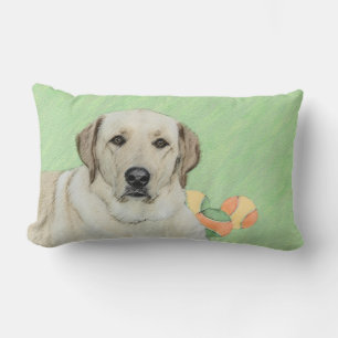 Yellow Labrador Retriever & Tennis Balls Painting Lumbar Cushion