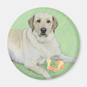 Yellow Labrador Retriever & Tennis Balls Painting Magnet