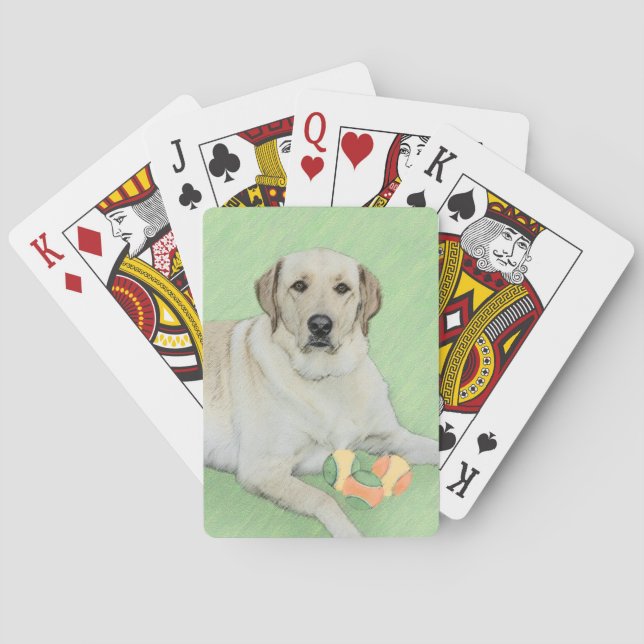 Yellow Labrador Retriever & Tennis Balls Painting Playing Cards (Back)