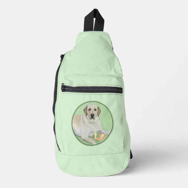 Yellow Labrador Retriever & Tennis Balls Painting Sling Bag (Front)