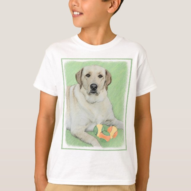 Yellow Labrador Retriever & Tennis Balls Painting T-Shirt (Front)