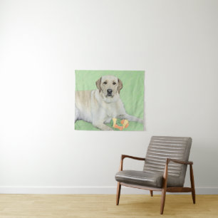 Yellow Labrador Retriever & Tennis Balls Painting Tapestry