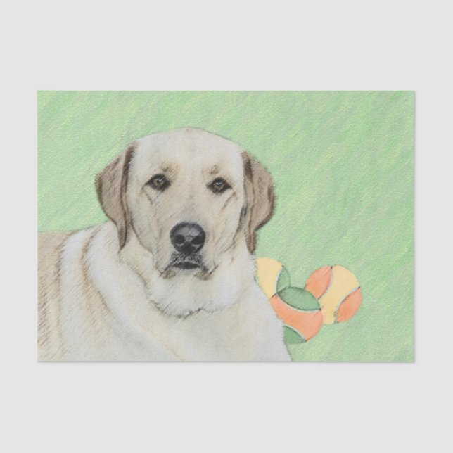 Yellow Labrador Retriever & Tennis Balls Painting Tissue Paper (Front)