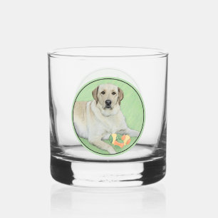 Yellow Labrador Retriever & Tennis Balls Painting Whiskey Glass