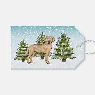 Yellow Labrador Retriever Winter Fir Tree Forest Gift Tags