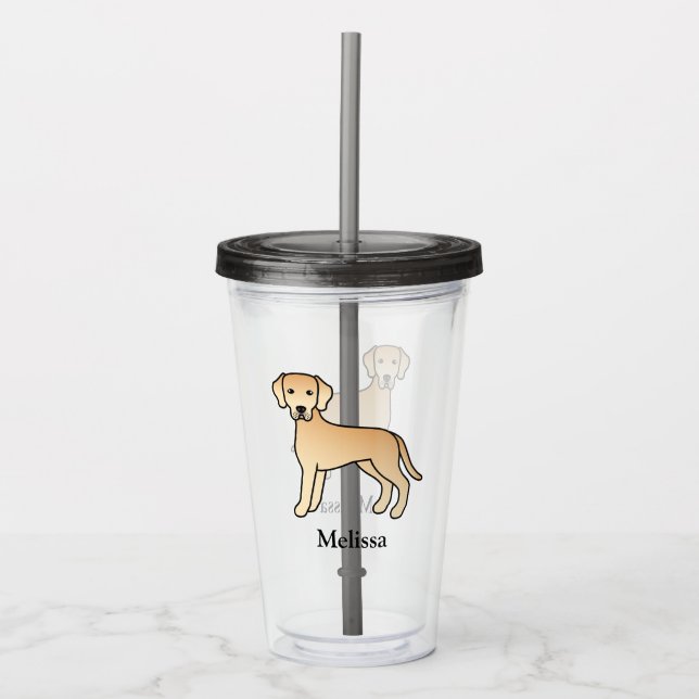 Yellow Labrador Retriever With Custom Name Acrylic Tumbler (Front)