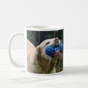 Yellow Labrador Retriever with Toy Coffee Mug