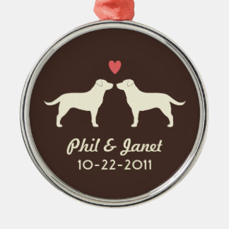 Yellow Labrador Retrievers Dogs Couple Custom Metal Tree Decoration