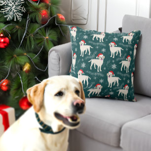 Yellow Labrador Retrievers in the Snow Christmas Cushion
