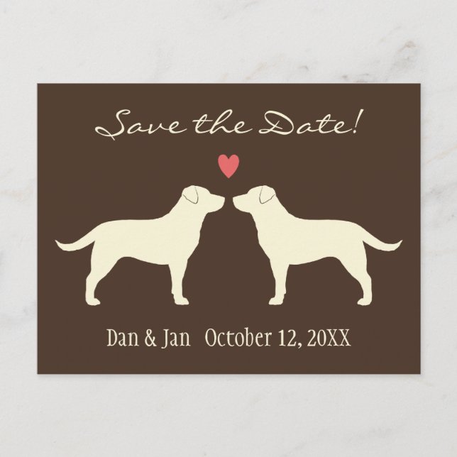Yellow Labrador Retrievers Wedding Save the Date Announcement Postcard (Front)