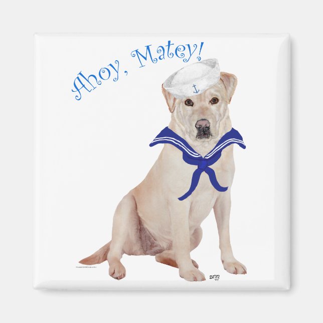 Yellow Labrador Sailor Magnet (Front)