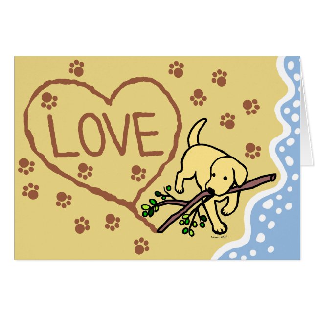 Yellow Labrador Sand Letters Cartoon (Front Horizontal)