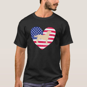 Yellow Labrador Silhouette And Us Heart T-Shirt
