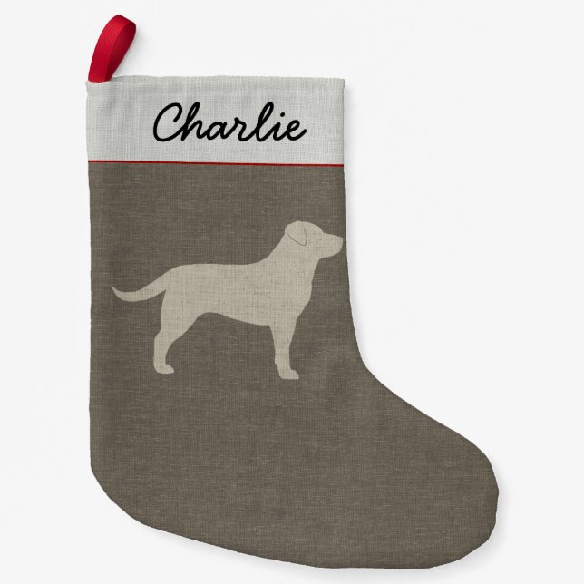 Yellow Labrador Silhouette | Custom Dog Holiday Small Christmas Stocking (Front)