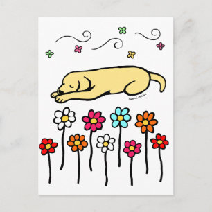 Yellow Labrador Sleeping in the Garden Postcard