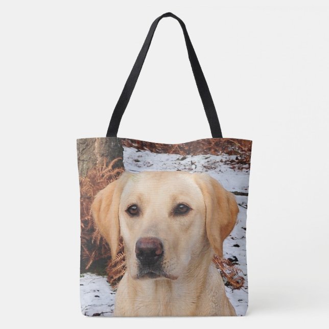 Yellow Labrador - Snow Dog - Yellow Lab Tote Bag (Back)