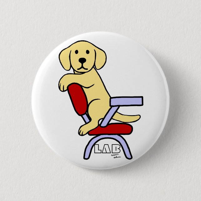 Yellow Labrador Student 3 Cartoon 6 Cm Round Badge (Front)