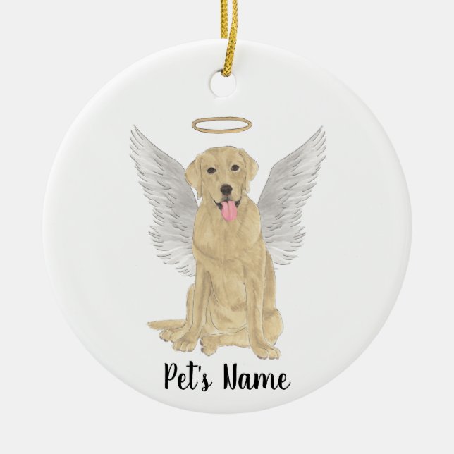 Yellow Labrador Sympathy Memorial Ceramic Tree Decoration (Front)