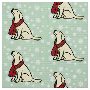 Yellow Labrador Tartan Scarf Fabric