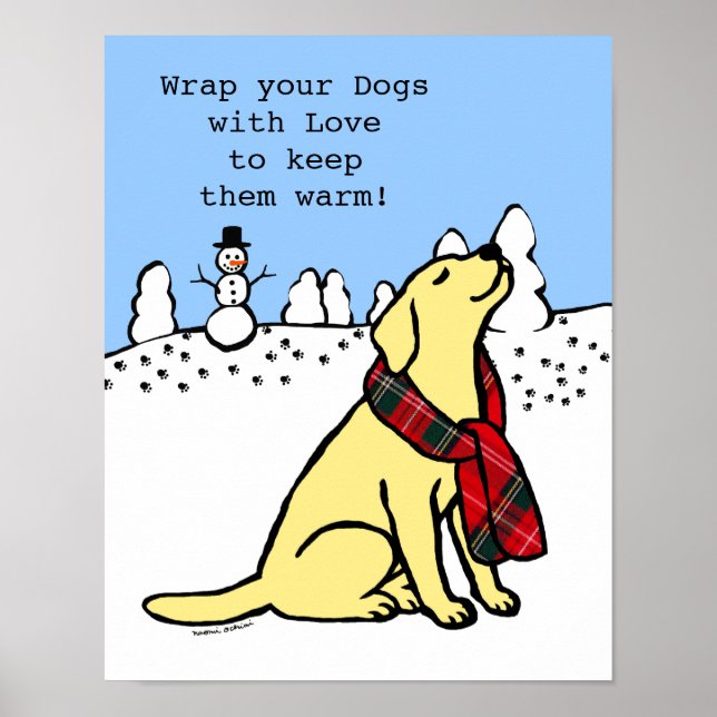 Yellow Labrador Tartan Scarf Poster (Front)