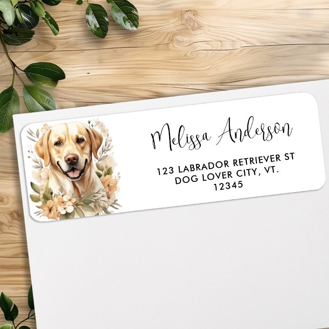 Yellow Labrador Watercolor Dog Return Address (Creator Uploaded)