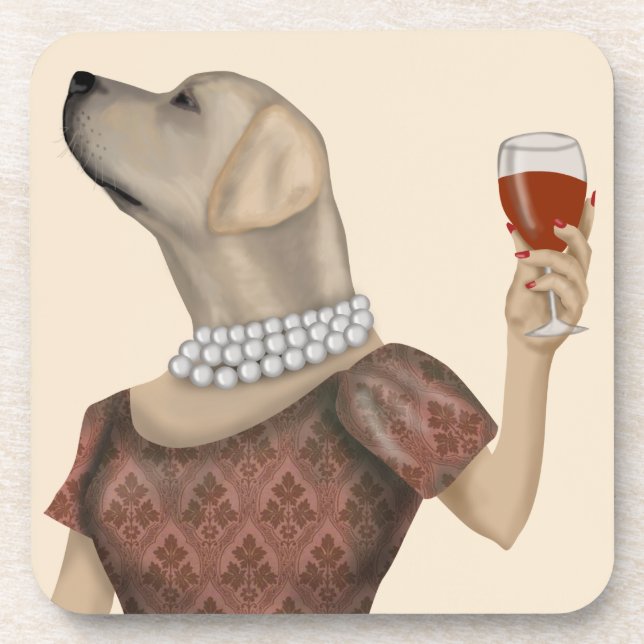 Yellow Labrador Wine Snob Coaster (Front)