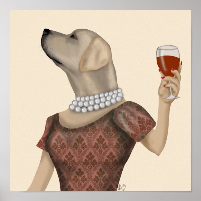 Yellow Labrador Wine Snob Poster (Front)