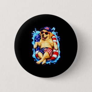 Yellow labrador with sunglasses patriotic dog 6 cm round badge