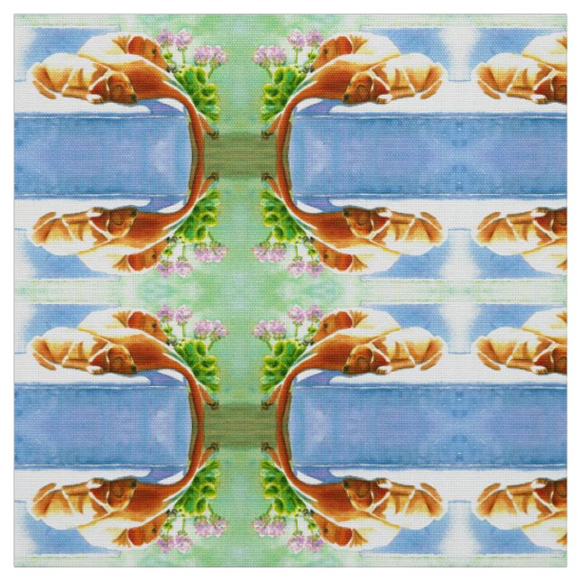 Yellow Labradors on Couch Dog Fabric (Swatch)