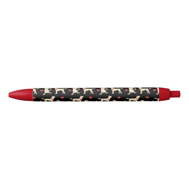 Yellow Labs Dog Labrador Retrievers Pattern Black Ink Pen (Front)