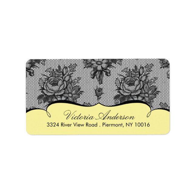 Yellow Lace Damask Return Address Labels. Label (Front)