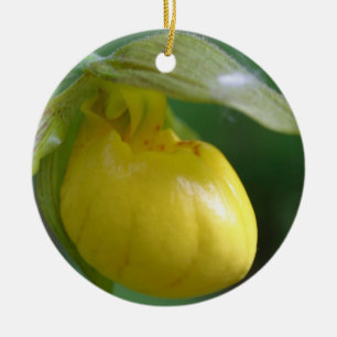 Yellow Lady Slipper Flower Ornament