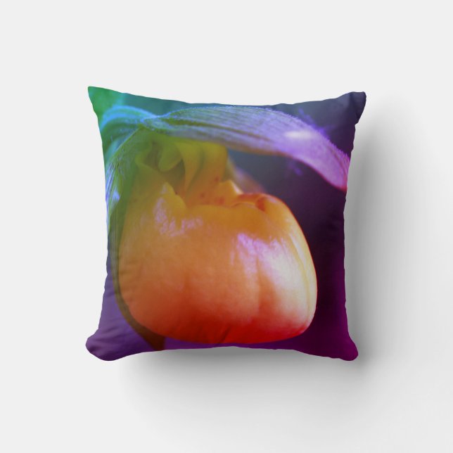 Yellow Lady Slipper Orchid Flower Abstract   Cushion (Front)